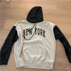 Brandy Melville Black and Cream New York Hoodie